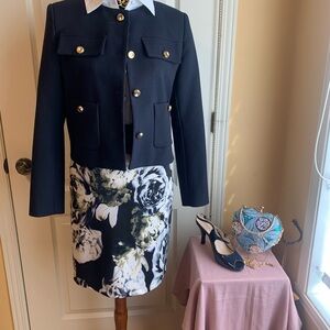 High waist scuba style Floral skirt